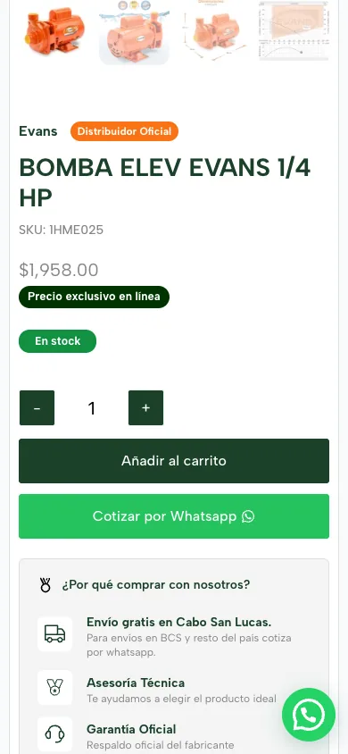 Ficha de producto en celular.