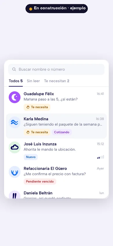 Bandeja de Tally en celular.