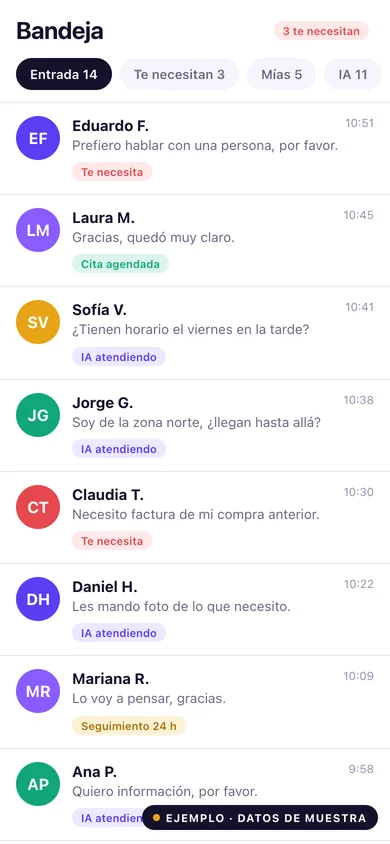 Ejemplo: bandeja en el celular