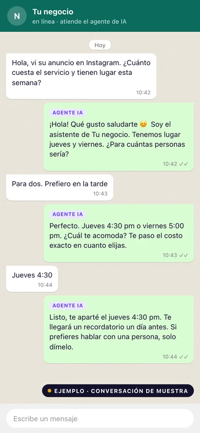 Ejemplo: la conversación en el celular